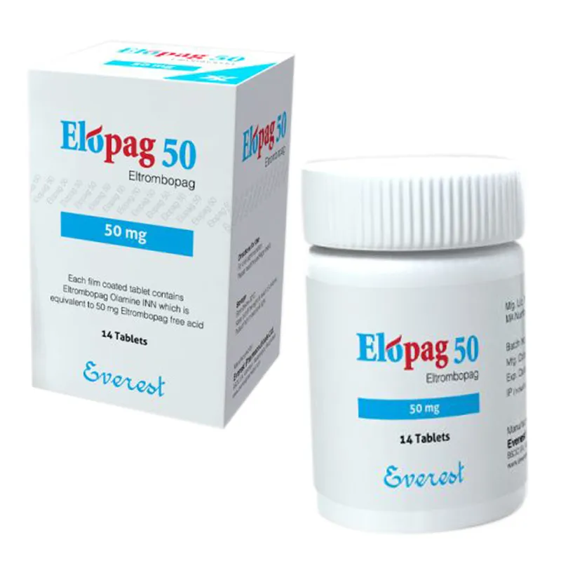 Elopag 50 mg (Eltrombopag) box imag Elopag 50 mg Tablet (Eltrombopag)