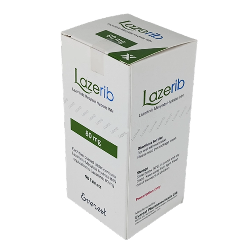 Lezerib 80 mg box image Original box image of Lazerib 80 mg (Lazertinib) by everest pharmaceutical