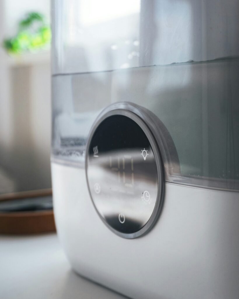 A humidifier adding moisture to the air